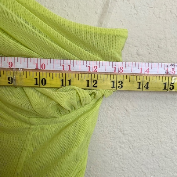 HOUSE OF CB 'Valentina'Lime neon Asymmetric Cutout Midi‎ Dress/Size XS plus cup - Picture 12 of 16